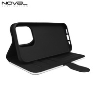 Casing Dompet Ponsel Lipat Magnetik Anti Benturan Sublimasi TPU Kanvas Kulit PU Cetak OEM Kustom dengan Slot Kartu untuk iPhone
