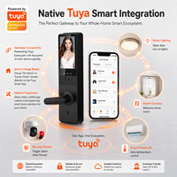 Serrure de porte intelligente Tuya avec poignée réglable et un seul trou de serrure, reconnaissance faciale 3D, alerte de faible consommation d'énergie, pour Airbnb