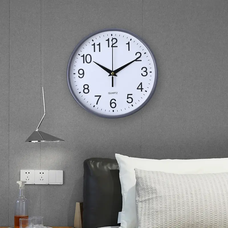 Home living room study round suction wall decoration wall hanging clock hotel digital decoration simple clock