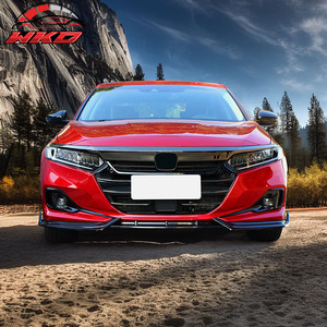Front Bumper Lip For Honda Accord 2021-2022 IKON V1 Style 3PC Spoiler PP Gloss Black Diffuser Chin Guard Protector - Product Image 2