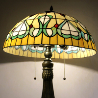 Lampe de table LED LongHuiJing 20 pouces avec motif floral en verre coloré, style européen pour salon