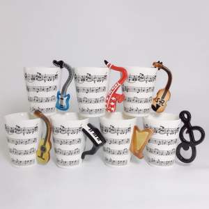 Taza Ecológica de Porcelana con Diseño de Instrumento Musical 3D, 400 ml, Diseño de Notas Musicales, para Té, Café, Leche - Product Image 2