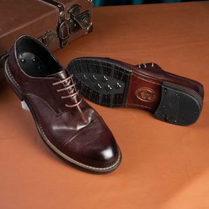 Goodyear Welted Genuine Leather Outsole square Toe Lace-up <b>Washed</b> Vintage Distressed Autumn Business Formal Leather Shoes - Product Image 2