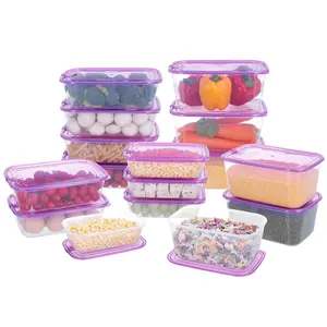 Caja de plástico pp hermética para cocina, juego de contenedores de almacenamiento de alimentos con tapas