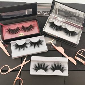 Cils entiers en fourrure de vison véritable, faits à la main, logo privé, style croisé, doux et naturel, 25 mm, boîtes d'emballage pour cils, client - Product Image 3