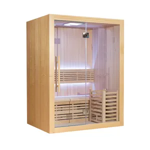 Sauna infrarouge en bois à lumière rouge, coin intérieur, Sauna infrarouge pour 2 personnes à vendre