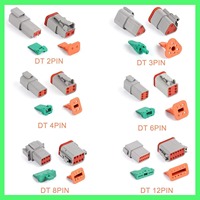 Connecteurs automobiles série DTP mâle/femelle étanches IP68 3A 120V 2/4 broches avec boîtier PA66 et contacts en cuivre, modèles de faisceaux de câbles DTP04-2P