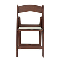 Chaise pliante rembourrée en résine marron foncé avec grain de bois
