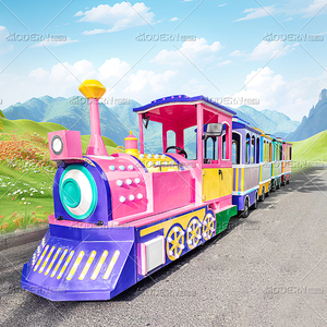 Train touristique sans rails de couleur bordeaux, avec éclairage LED, pour parc d'attractions, idéal pour les sorties familiales, à vendre. - Product Image 4