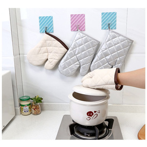 Guante de Cocina de Algodón, Tamaño Estándar, Resistente al Calor, Antideslizante, Color Sólido, Diseño Cosido, para Uso en Horno - Product Image 5