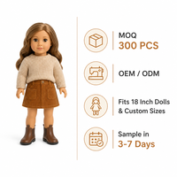 Ensemble de vêtements pour poupée en peluche de 18 pouces : pull en tricot, jupe en velours côtelé avec bottes, tenue d'hiver, couleur personnalisée