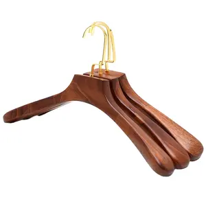 Gold Flat Hook Closet Display Wood Coat Wooden Hangers for Clothes