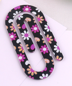 Impression de fleurs DIY Design Notebook Clip de fichier Logo personnalisé Jumbo Trombones Sublimation Blanc Acrylique Trombone - Product Image 6