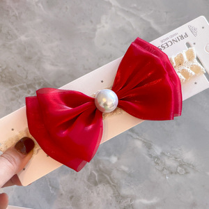 Cappellino Protettivo per Neonati, <span class=keywords><strong>Fascia</strong></span> per Capelli con Grande Fiocco Rosso per Bambine - Product Image 3