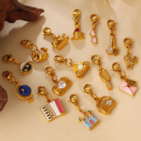 Mini pendentif radio piano dessin animé mignon |   Accessoires de mode amusants en acier inoxydable pour la fabrication de bijoux DIY, vente en gros