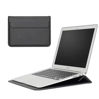 Housse mince imperméable en cuir PU pour ordinateur portable HP Dell Lenovo Asus de 15 à 16 pouces avec support