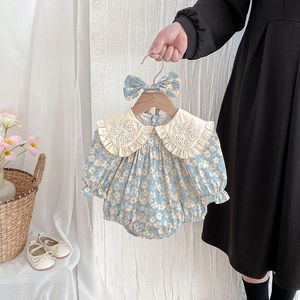 Осенняя Одежда для новорожденных, детское платье с длинным рукавом, хлопковый комбинезон для девочек, набор ободков для волос - Product Image 5