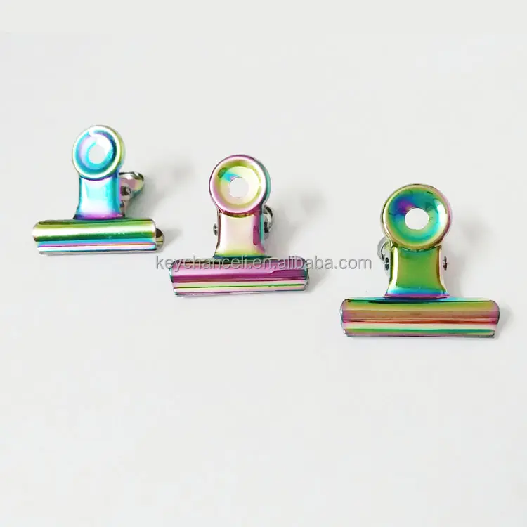30mm colorful iridescent rainbow bulldog clip kawaii paper clip metal for decoration