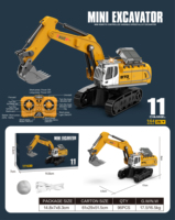 AiJH 1:64 Mini Excavatrice RC avec Remorque Benne Basculante, Chariot Élévateur Télécommandé en Métal, Jouets Électriques RC