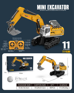 AiJH Mini Excavadora RC 1:64 con Remolque, Camión Volquete Metálico, Montacargas Eléctrico a Control Remoto, Juguetes de Excavadora RC - Product Image 6