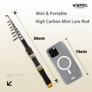 Caña de Pescar Telescópica de Fibra de Carbono con Carrete Giratorio, Kit Portátil Mini para Lubina y Trucha, 7 Secciones con Guías de Acero Inoxidable para Pesca a Distancia - Product Image 3