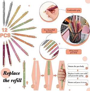 قلم حبر جاف معدني مزين بالماس بتصميم أنيق للترويج، متوفر بالجملة من المصنع - Product Image 3