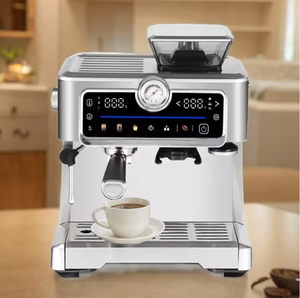 Máquina de Espresso Comercial Semiautomática Bean to Cup de 1350W con Contenedor de Granos de 200g y Molinillo Integrado, Cafetera Profesional - Product Image 1