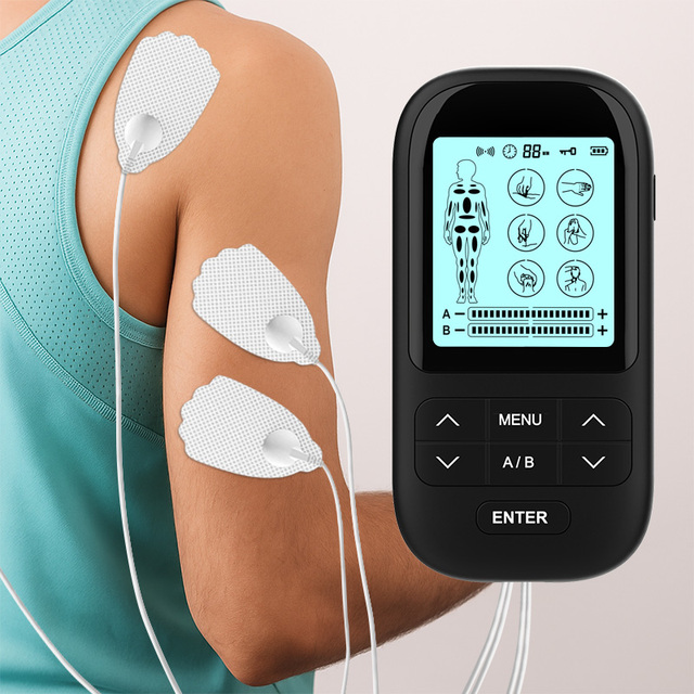 Powerful Electric TENS EMS Massage Device Dual Channel Physiotherapy Pulse Machine for Neck Muscle Fatigue and Body Relaxation