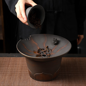 Service à thé en poterie pourpre, moulage de thé, porte-encens, cendrier, baril filtre avec couvercle, bassin à thé, tasse d'eau à tasse - Product Image 4