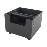 Boîte à café robuste en acier inoxydable noir mat, bac à déchets pour expresso, poubelle carrée pour poudre de café