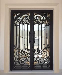 <span class=keywords><strong>Porte</strong></span> d'entrée en fer forgé à double vitrage isolant, design classique haut de gamme CBMmart - Product Image 3