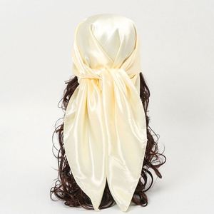 Custom Bulk Printed Hair <b>Wrap</b> 90 Cm*90 Cm Professional Solid Colors Black Colored Fashion Silk Satin Scarf - Product Image 1