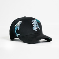 Gorras Personalizadas con tu Logotipo, Gorra de Béisbol de Gamuza Estilo Deportivo Dobby con Bordado de Ballena y Detalles de Pedrería