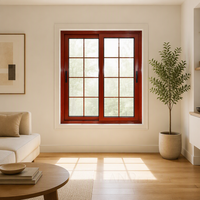 Fenêtres coulissantes modernes en aluminium et verre, fenêtre coulissante à double vitrage en aluminium à rupture de pont thermique avec grilles pour maison 25x57