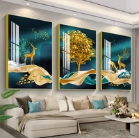 Peinture Murale Encadrée de Luxe Moderne en Gros, Paysage Classique Impression Numérique Cristal, Ensemble de 3 Pièces