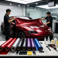 Film de protection de peinture (PPF) en TPU auto-réparant, couleur rouge nacré effet métal liquide, facile à appliquer, 7,5 mil, 1,52*15m