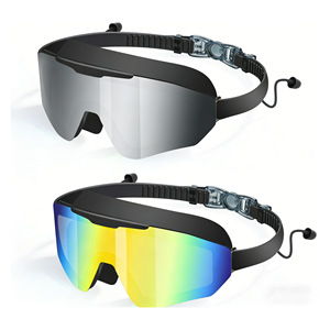 Adult <b>Large</b> <b>Frame</b> Silicone Swimming Goggles With Earplug Anti-fog Anti-UV High Definition Universal Fit - Product Image 2