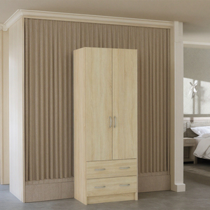 <span class=keywords><strong>Armadio</strong></span> a Due Ante in MDF Melaminico P2 con Cassetti, Ripiani Regolabili e Cerniere a Chiusura Morbida, Arredamento Moderno per Camera da Letto - Product Image 2
