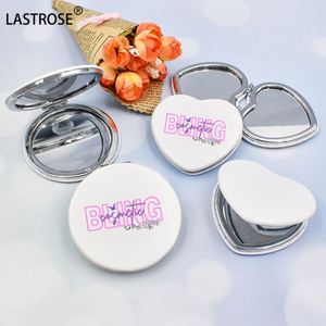PU Leather Hot Selling Heart Round Double-sided 1X 2X Women's Beauty Portable Bag Makeup <b>Mirror</b> - Product Image 5