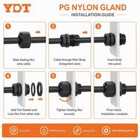 Presse-étoupe en plastique YDT ignifuge IP68, type PG, en nylon, étanche, résistant aux hautes températures