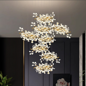 Vestíbulo de Villa, vestíbulo, candelabro de oro de lujo moderno, Cristal grande, logotipo impreso en 3D, techo colgante exclusivo de CA, uso doméstico, sala de estar - Product Image 1
