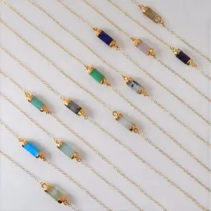 Natural Gemstone Choker Necklace Dainty Gold Birthstone Crystal Pendant Layering Necklace Jewelry Women Gift