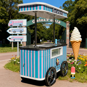 Gelato Display Freezer Ice Cream <b>Towable</b> Rust Resistant Fast Food Cart Outdoor Street Food Galvanized Sheet for Sale - Product Image 1