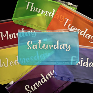 Sac à fermeture éclair PVC coloré A5 A6 A7 feuille lâche 6 trous transparent zip lock sac à cartes enveloppes de billets classeur de budget hebdomadaire accessoire d'insertion - Product Image 1