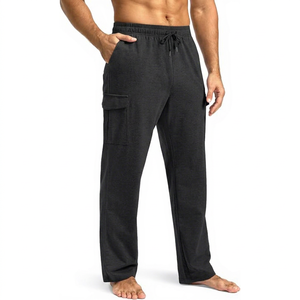 Men's <b>Black</b> Sweatpants Elastic Waist Drawstring Casual <b>Joggers</b> With Side Pockets Breathable Midweight Autumn Wear - Product Image 1