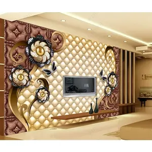 Européen Golden Soft sac bijoux 3d papier peint mural décor de maison