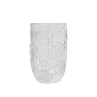 Verre à eau transparent gaufré, verre à boire motif poisson tropical, gobelets à vin sur pied pressés à la machine pour mariages à la plage