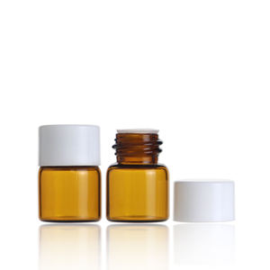 Low Moq Glass Empty Essential Oil Amber Small Vials <b>Perfume</b> 1 ml <b>Sample</b> <b>Bottle</b> With Black White Plastic Screw Cap - Product Image 5