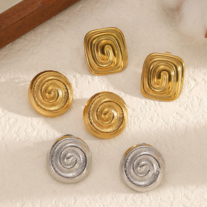 Pendientes de Aro Versátiles Redondos y Cuadrados con Diseño de Vórtice, de Acero Inoxidable, Resistentes al Deslustre y al Agua - Product Image 2