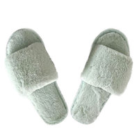 Chaussons d'hiver doux et chauds pour femmes, à bout ouvert, en fourrure pelucheuse, à une bride, grande taille, collection 2024, offre spéciale
